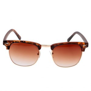 Classic Polarised Clubmasters - Half Frame Sunglasses - Tan - Gold Tint