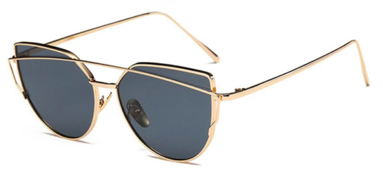 Oversized Female Sunglasses - Mirrored -gold grey