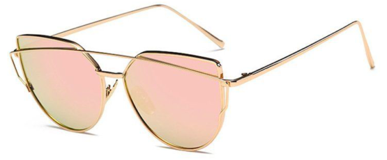 Oversized Female Sunglasses - Mirrored - gold Pink