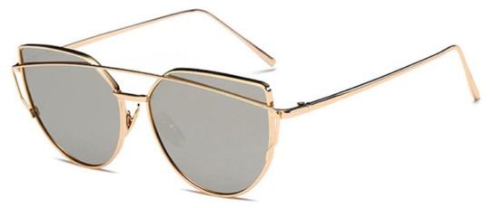Oversized Female Sunglasses - Mirrored - silver gold